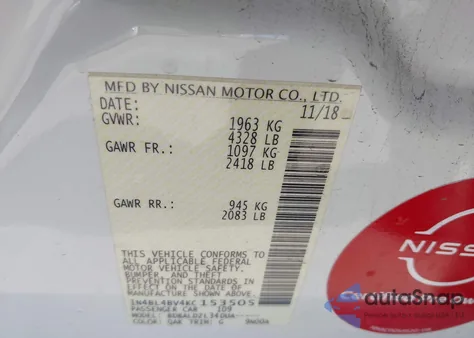 2019 Nissan Altima 2.5 S z USA, uszkodzony, nr VIN 1N4BL4BV4KC153505